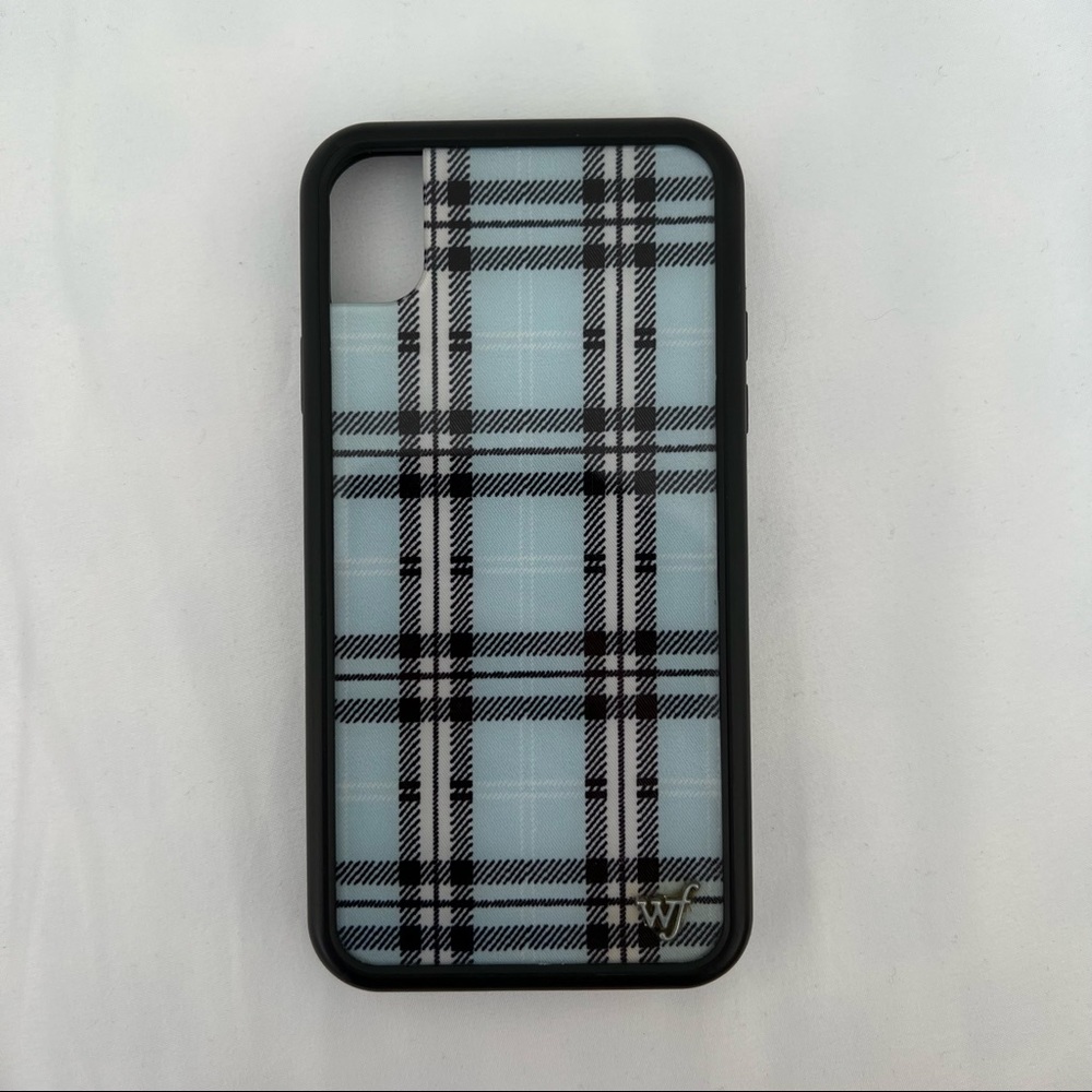 iPhone XR Blue Plaid Wildflower Case